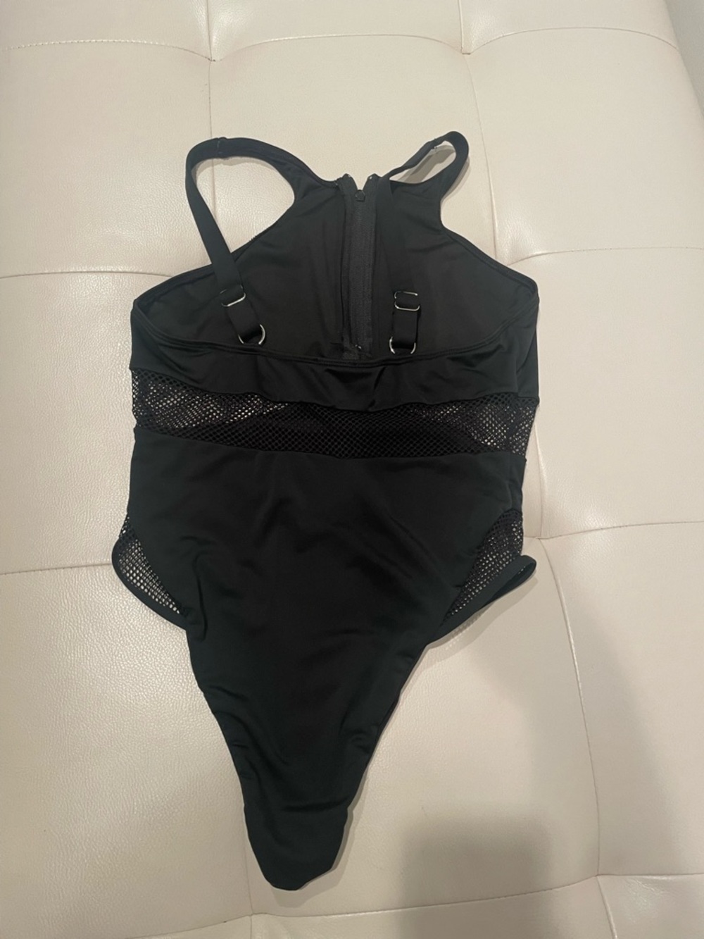 Black Mesh One-Piece Swimsuit - Women Swim